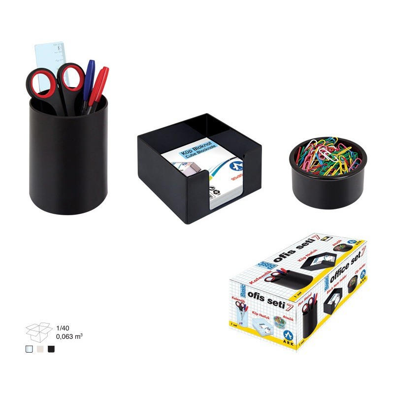 Ensemble de bureau en Plastique 3 pièces / Noir