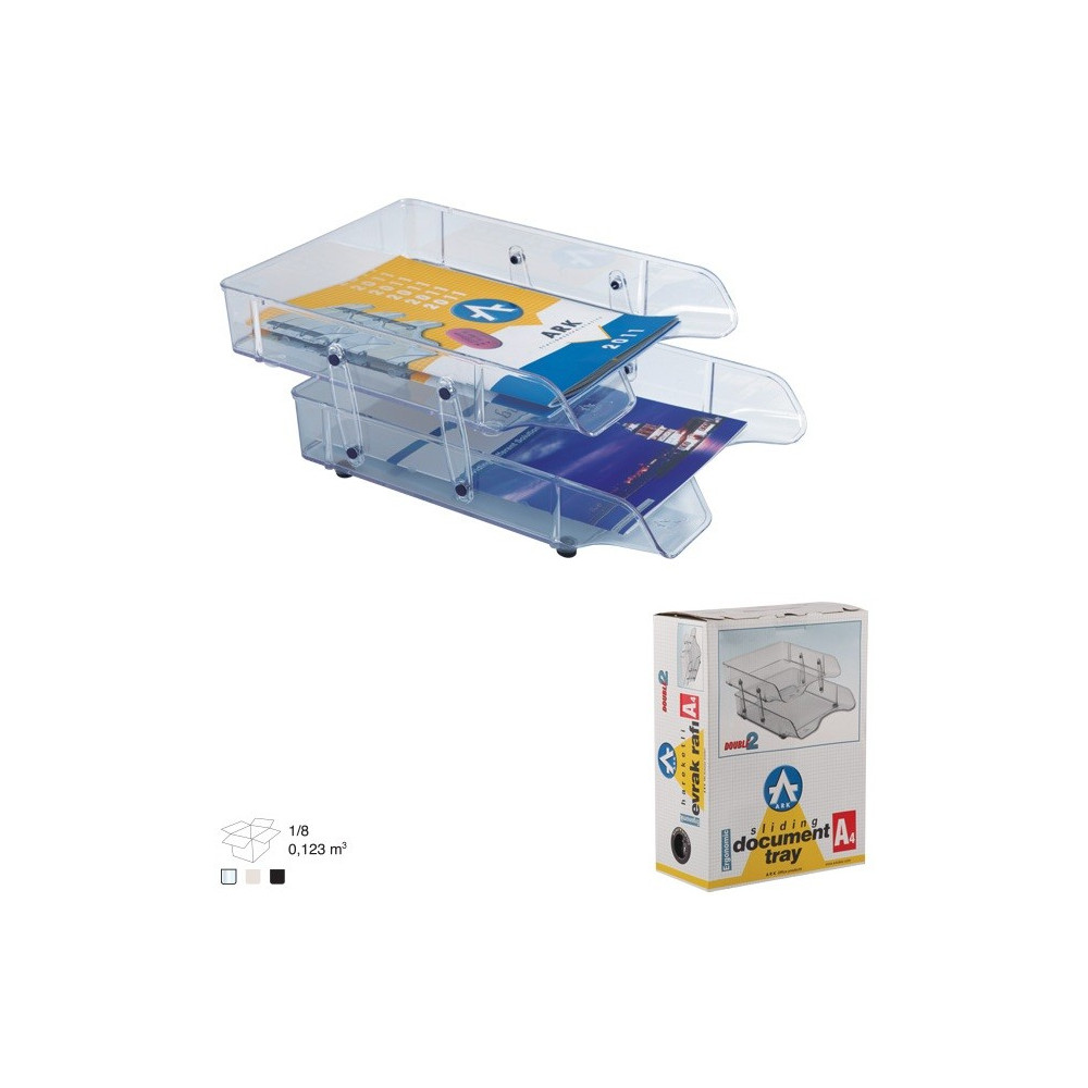 Corbeille à courrier en plastique 2 étages / Transparent