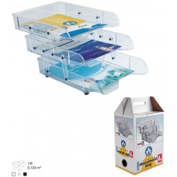 Corbeille à courrier en plastique 3 étages / Transparent