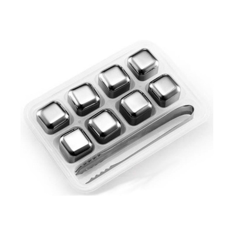 Lot de 8 glaçons métalliques en acier inoxydable
