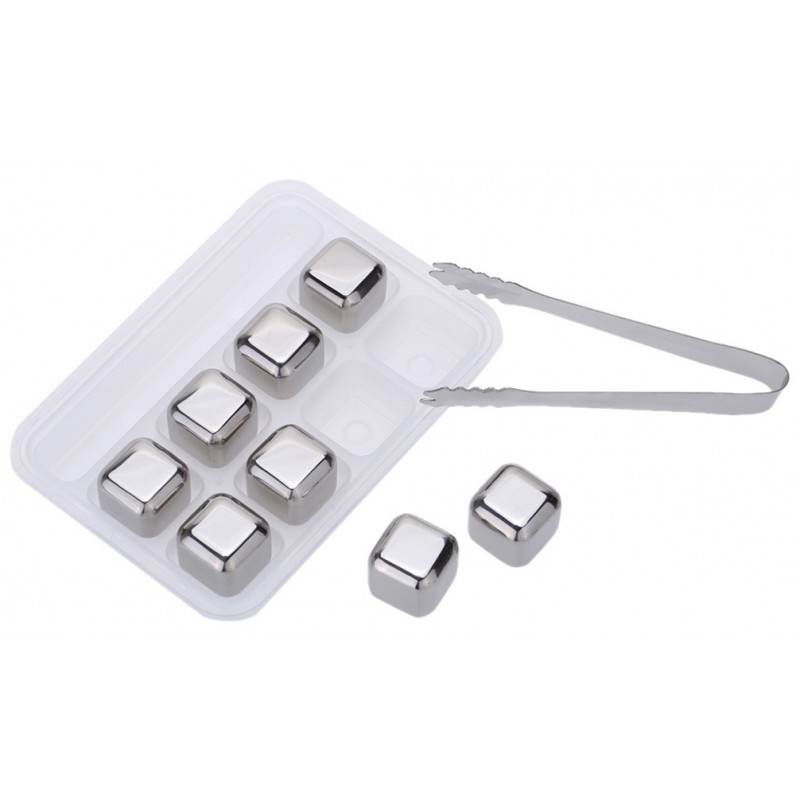 Lot de 8 glaçons métalliques en acier inoxydable