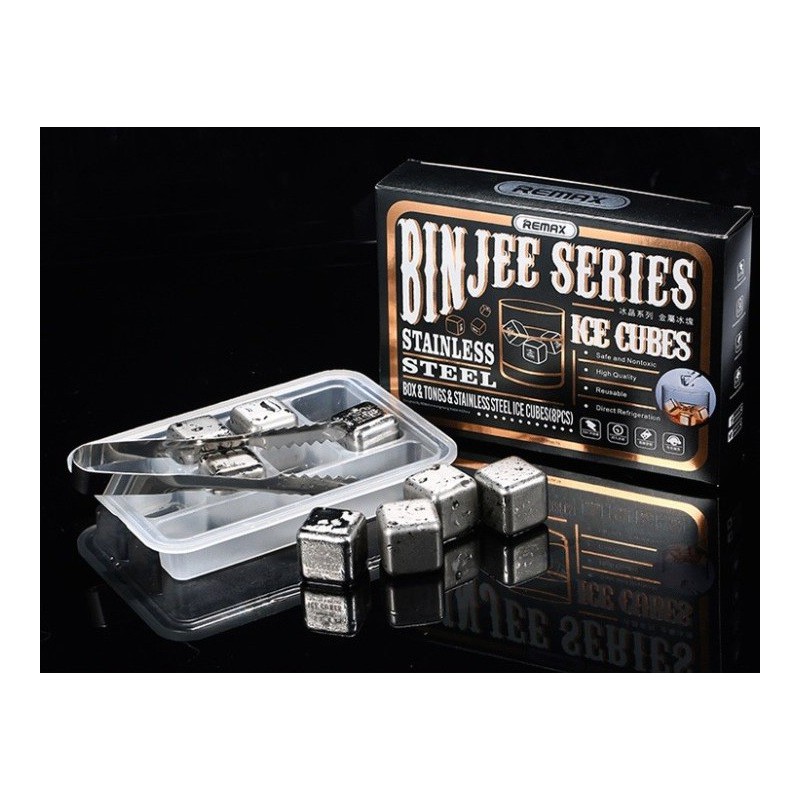 Lot de 8 glaçons métalliques en acier inoxydable