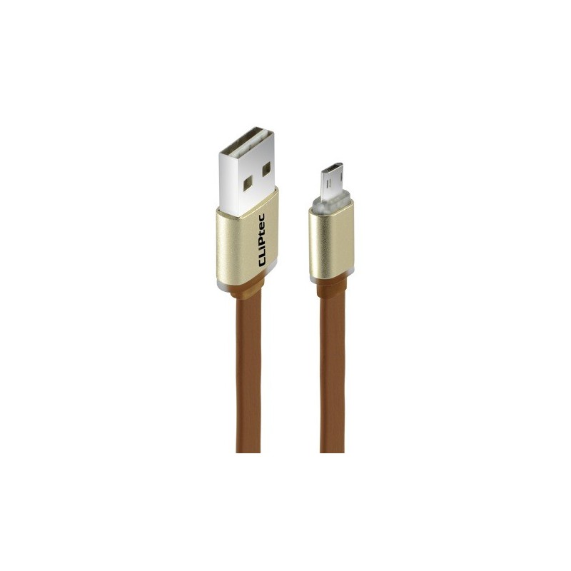 Câble plat CLiPtec TITANIUM II Reversible USB vers Micro-USB / Marron