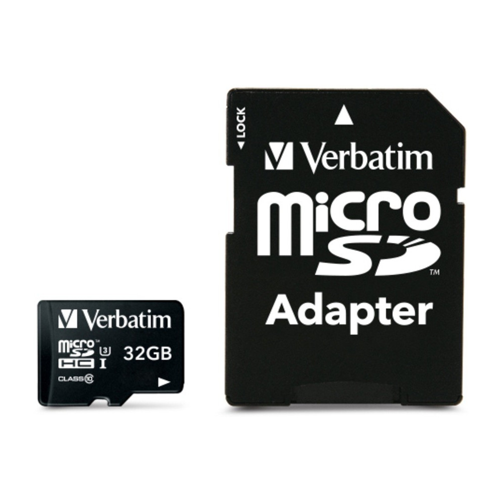 Carte Mémoire Verbatim Pro U3 Micro SDHC 64 Go Class 10 avec Adaptateur