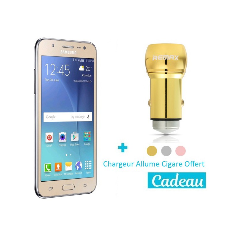 Téléphone Portable Samsung Galaxy J5 2016 / 4G / Double SIM / Gold  + SIM Offerte + Chargeur Allume Cigare Offert