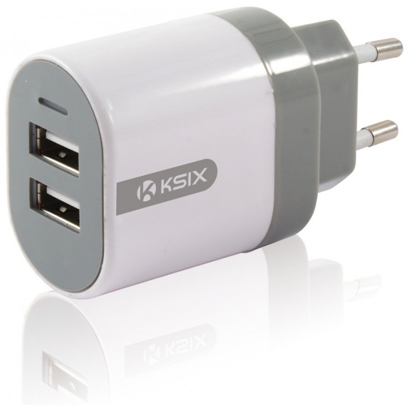 Chargeur secteur Ksix 2 USB / Blanc