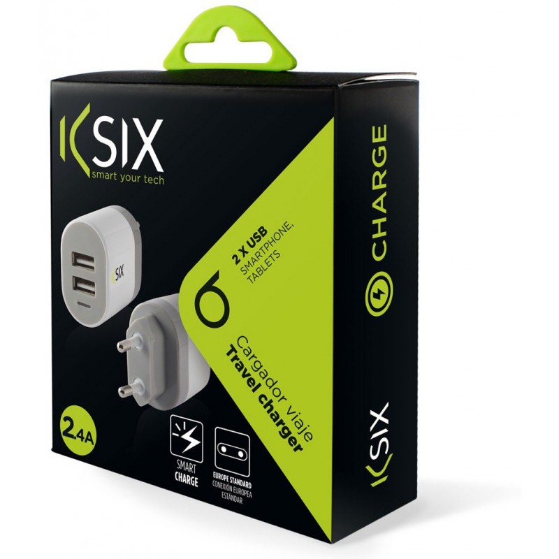 Chargeur secteur Ksix 2 USB / Blanc