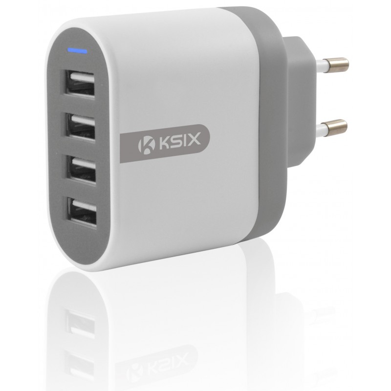 Chargeur secteur Ksix 4 USB / Blanc