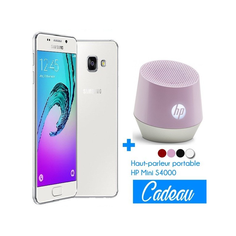 Téléphone Portable Samsung Galaxy A3 / 4G / Double SIM / Blanc + SIM Offerte + Haut-parleur portable HP