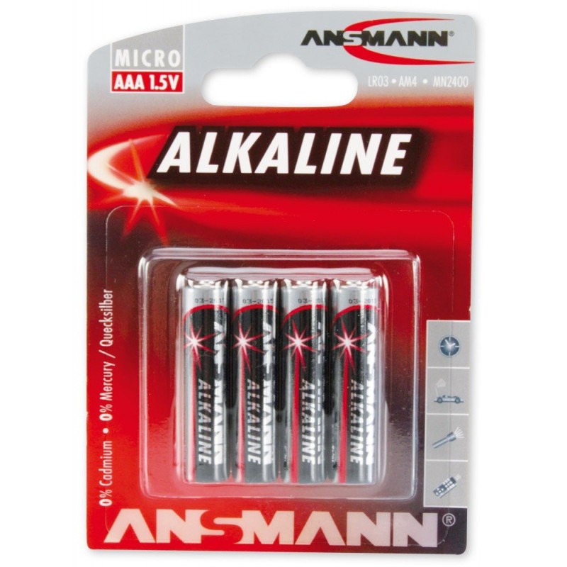 4x Piles Ansmann Alcaline Micro AAA / LR03 / 1.5V