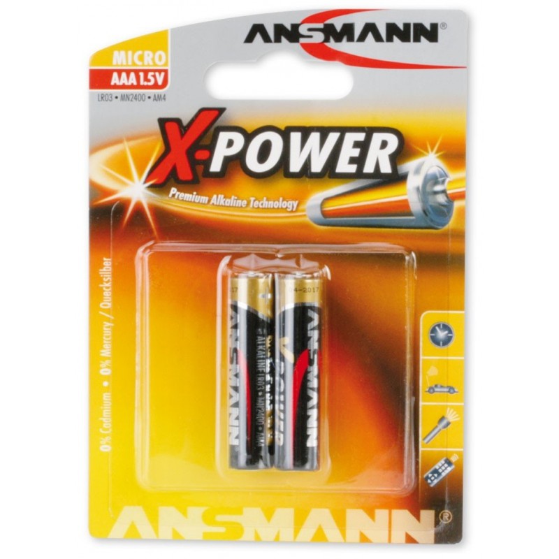 2x Piles Ansmann X-Power Alcaline Micro AAA / LR03 / 1.5V