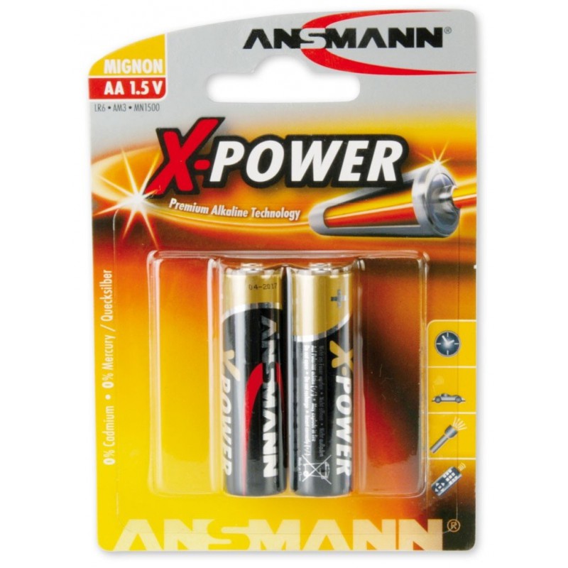 2x Piles Ansmann X-Power Alcaline Mignon AA / LR6 / 1.5V