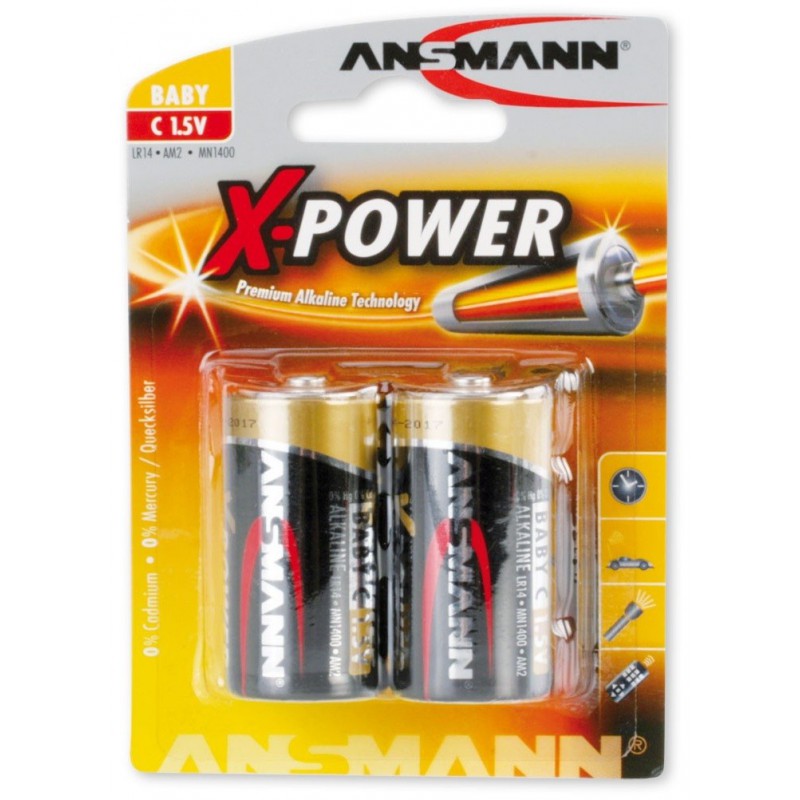 2x Piles Ansmann X-Power Alcaline Baby C / LR14 / 1.5V