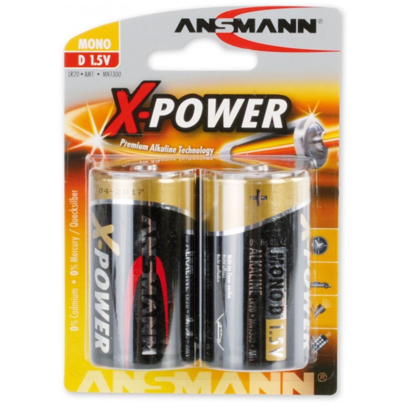 2x Piles Ansmann X-Power Alcaline Mono D / LR20 /1.5V
