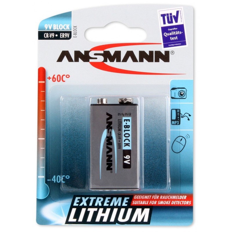 Pile Ansmann Extreme Lithium 9V-Block E / 1604LC / CR-V9