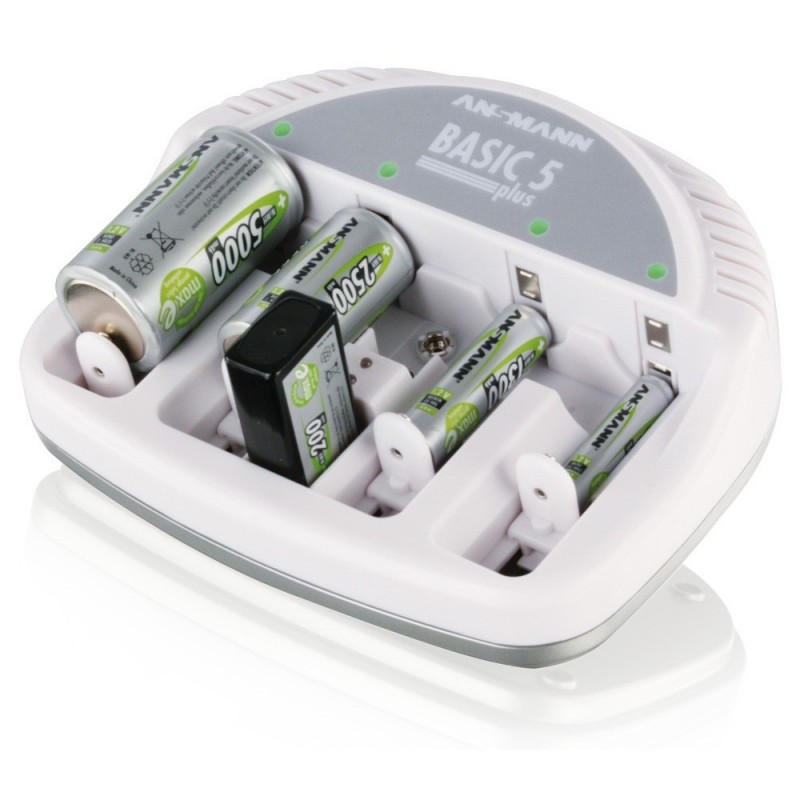 Chargeur Ansmann Basic 5 Plus pour 1-4 Micro AAA / Mignon AA / Baby C / Mono D et 1-2 9V E-Block