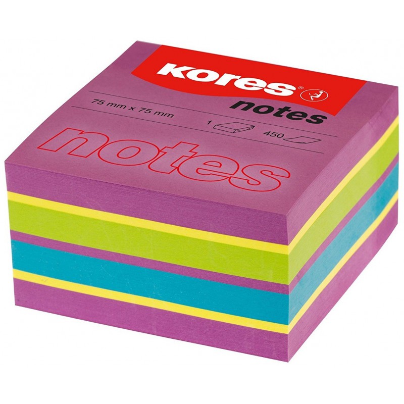 Papier-notes auto-adhésif Kores 75x75 mm / 4 couleurs