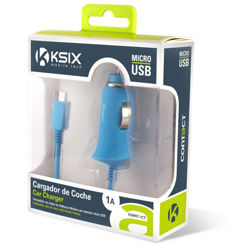 Chargeur Allume Cigare Ksix Micro USB 1A / Bleu