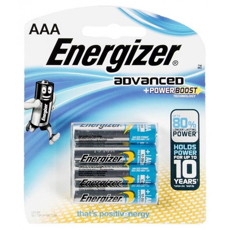 4x Piles Energizer Advanced + Powerboost AAA