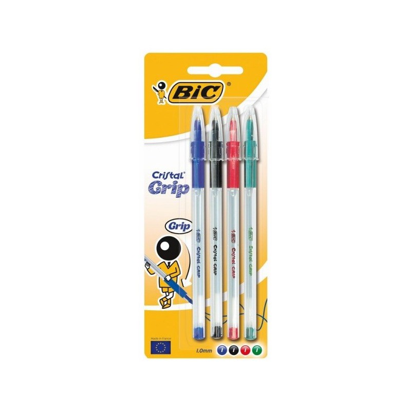 4x Stylos à bille BIC Cristal Grip 1.0 mm