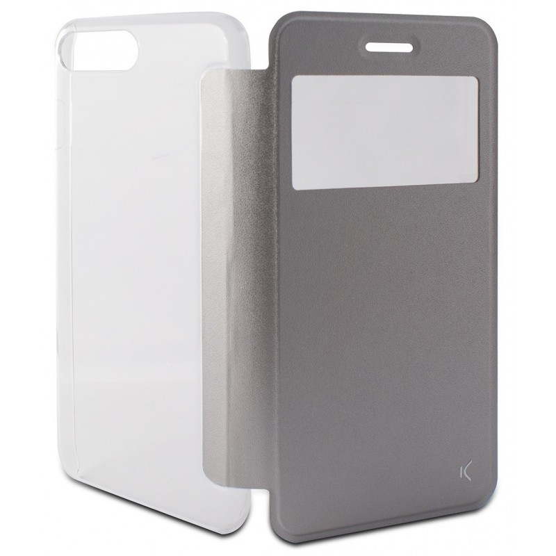 Etui Cover Flip KSix Cristal pour iPhone 7 Plus / Silver