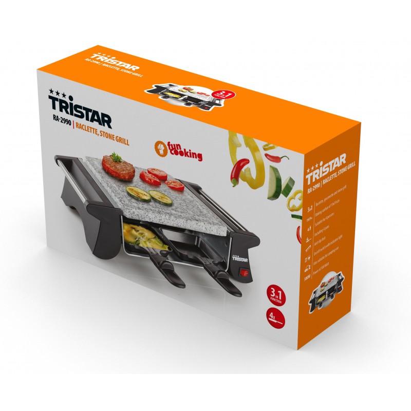 Appareil à raclette 4 coupelles - Pierre à cuire Tristar RA-2990