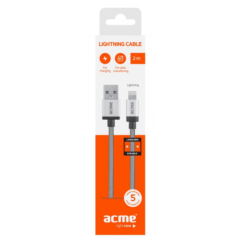 Câble USB vers Lightning ACME CB03-2 / Gris