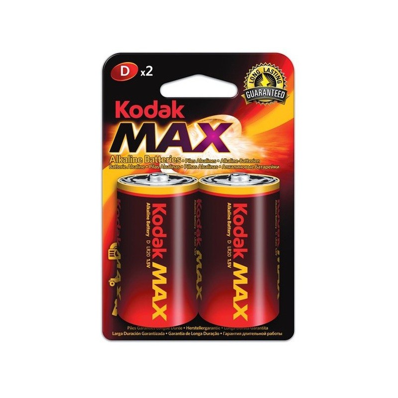 2x Piles Kodak Max Alkaline D