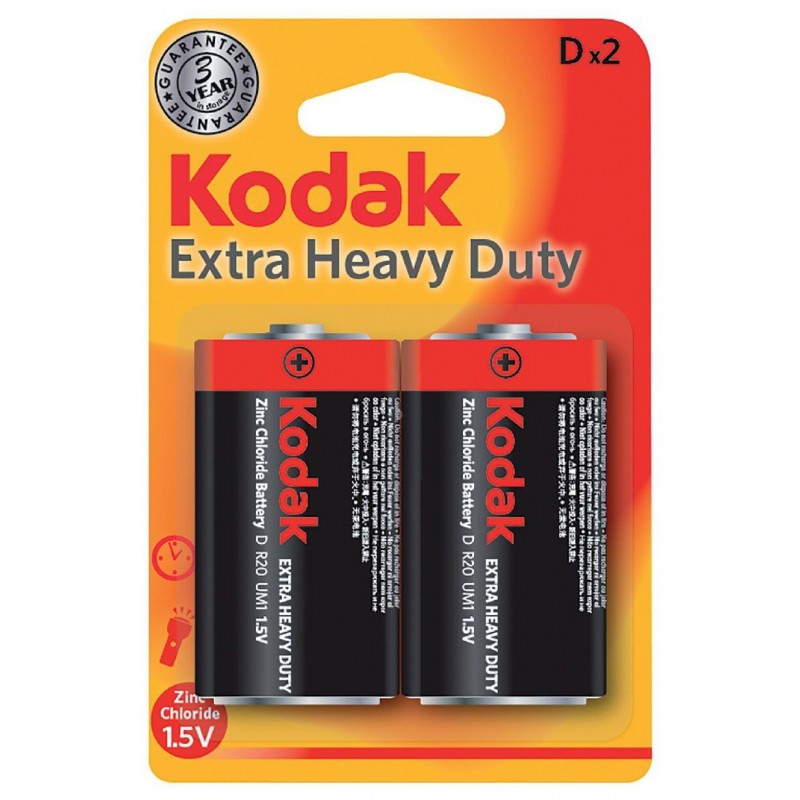 2x Piles Kodak Extra Heavy Duty D