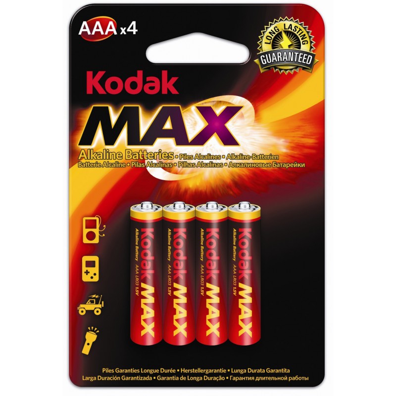 4x Piles Kodak Max Alkaline AAA