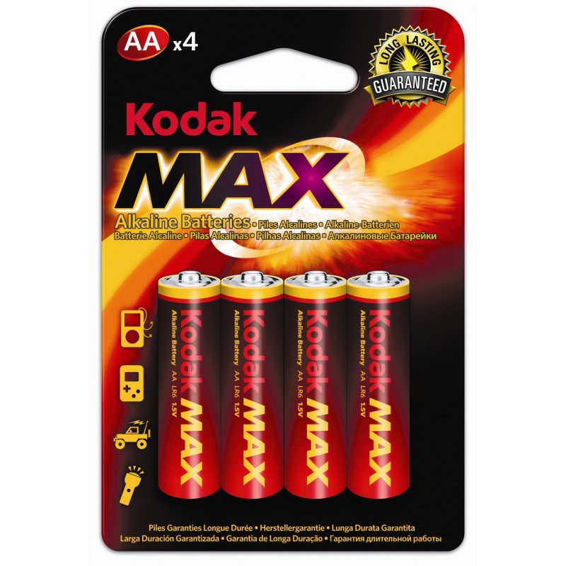 4x Piles Kodak Max Alkaline AA