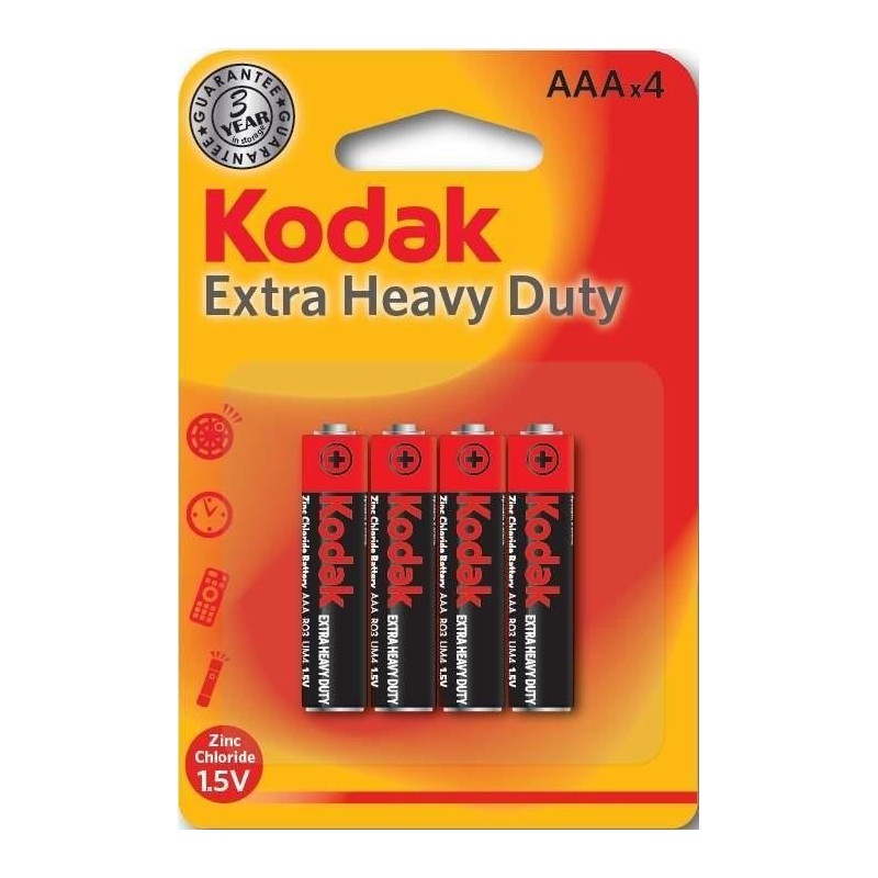 4x Piles Kodak Extra Heavy Duty AAA