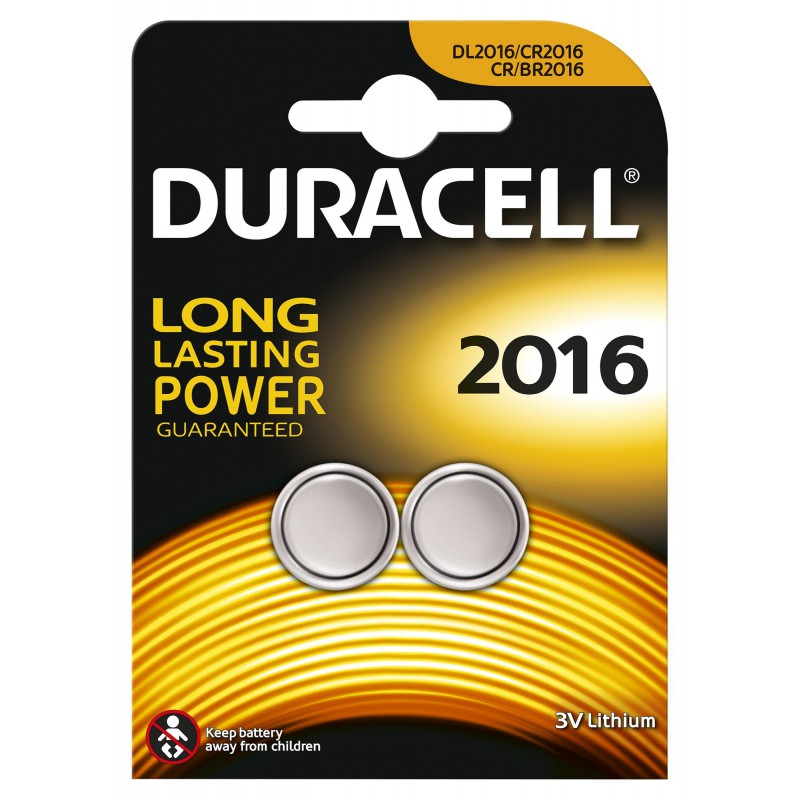 2x Piles Bouton Duracell CR2016