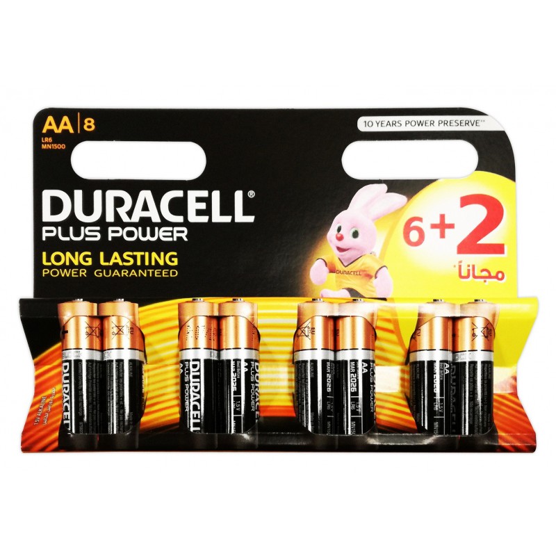 8x Piles Duracell CopperTop Plus Power AA
