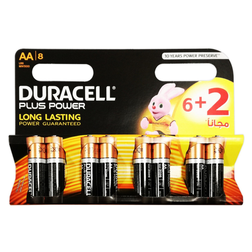 8x Piles Duracell CopperTop Plus Power AA