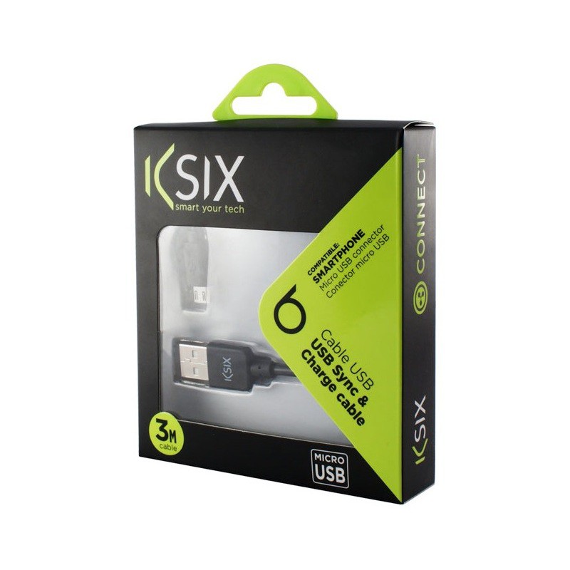 Chargeur Ksix USB vers Micro USB 3M / Noir