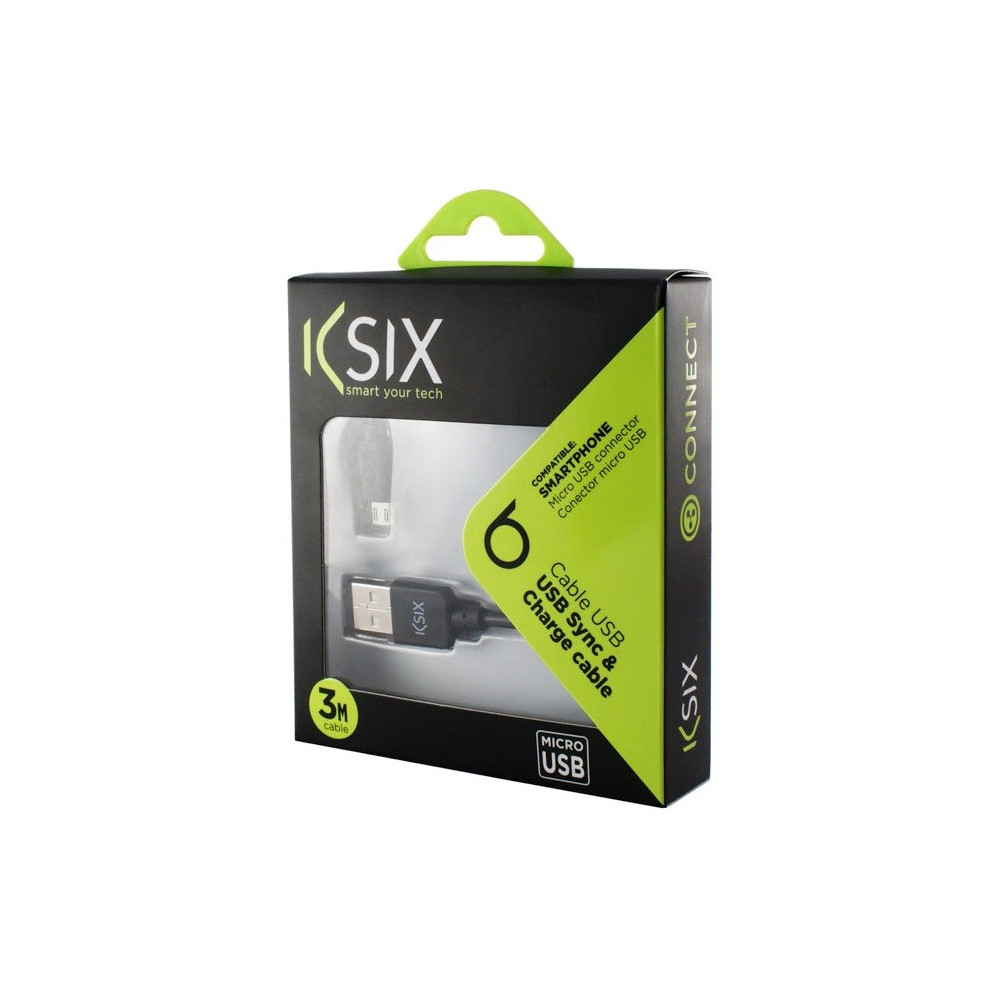 Chargeur Ksix USB vers Micro USB 3M / Noir