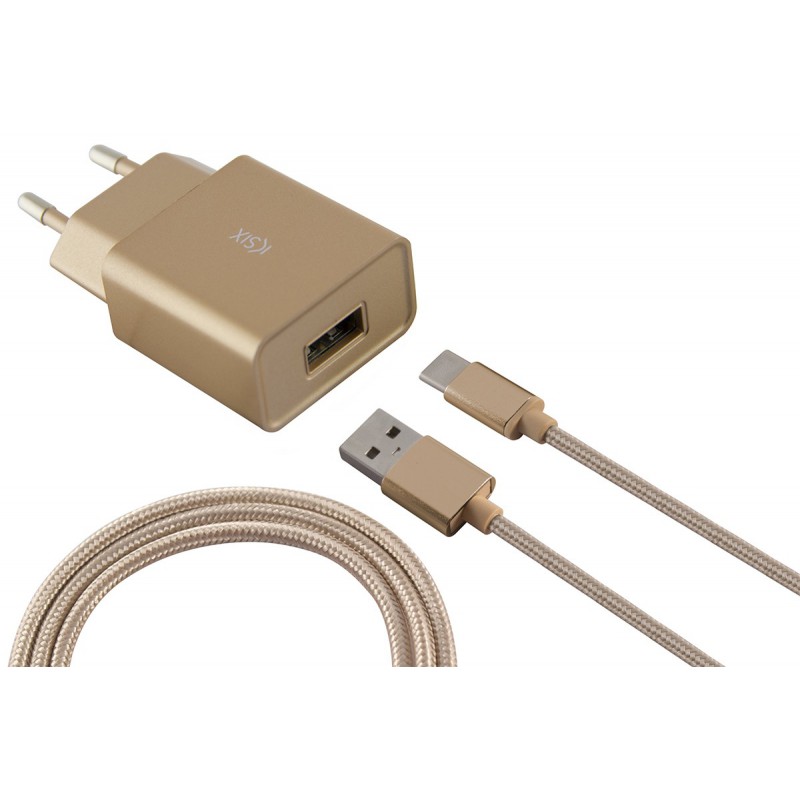 Chargeur secteur Ksix Micro USB / Gold