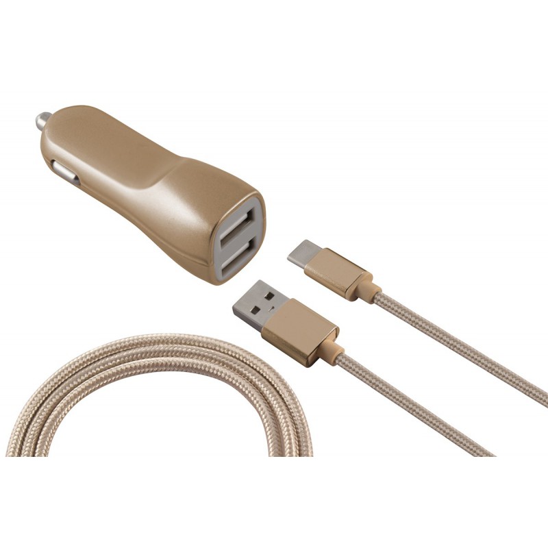 Chargeur Voiture Allume-cigare Ksix 2 USB / Gold