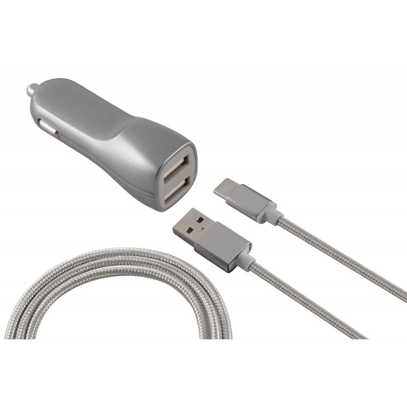 Chargeur Voiture Allume-cigare Ksix 2 USB / Silver