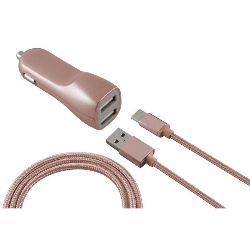 Chargeur Voiture Allume-cigare Ksix 2 USB / Rose Gold