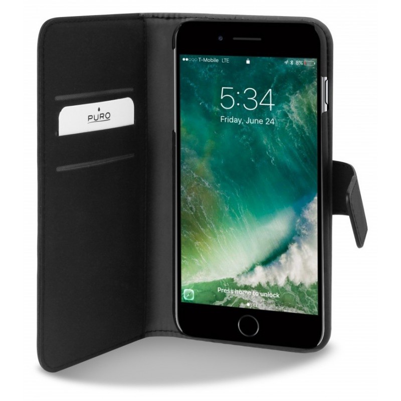 Etui Flip-cover Puro détachable pour iPhone 7 Plus / Noir