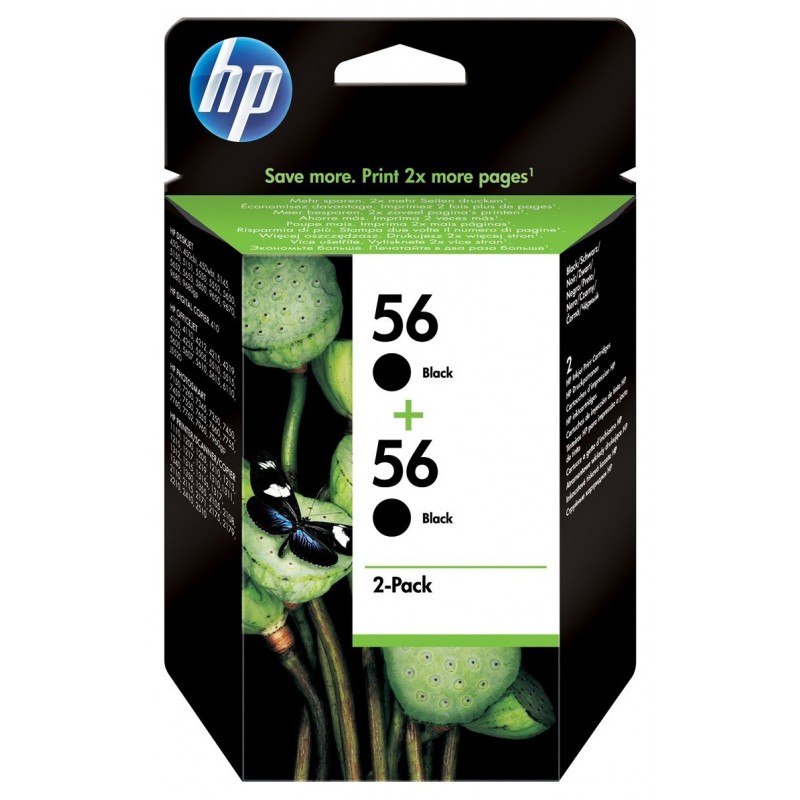 Pack de 2 cartouches d'encre authentiques HP 56 / Noir