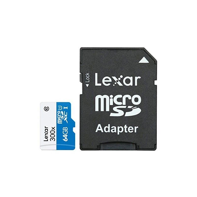 Carte Mémoire Lexar 64 Go microSDXC UHS-I Class 10 avec Adaptateur
