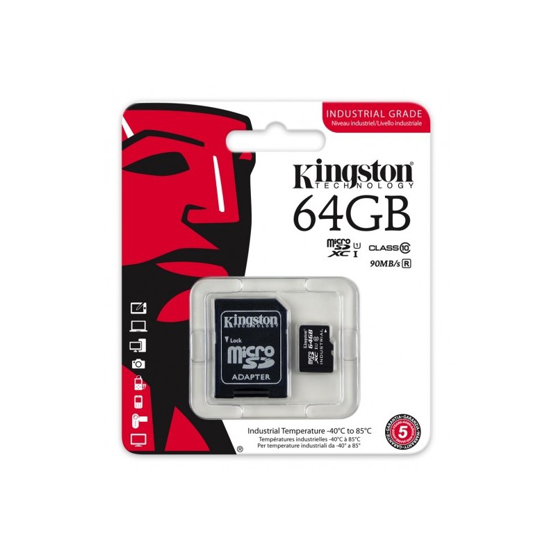 Carte mémoire Kingston microSD UHS-I U1 Class 10 64 Go avec adaptateur SD