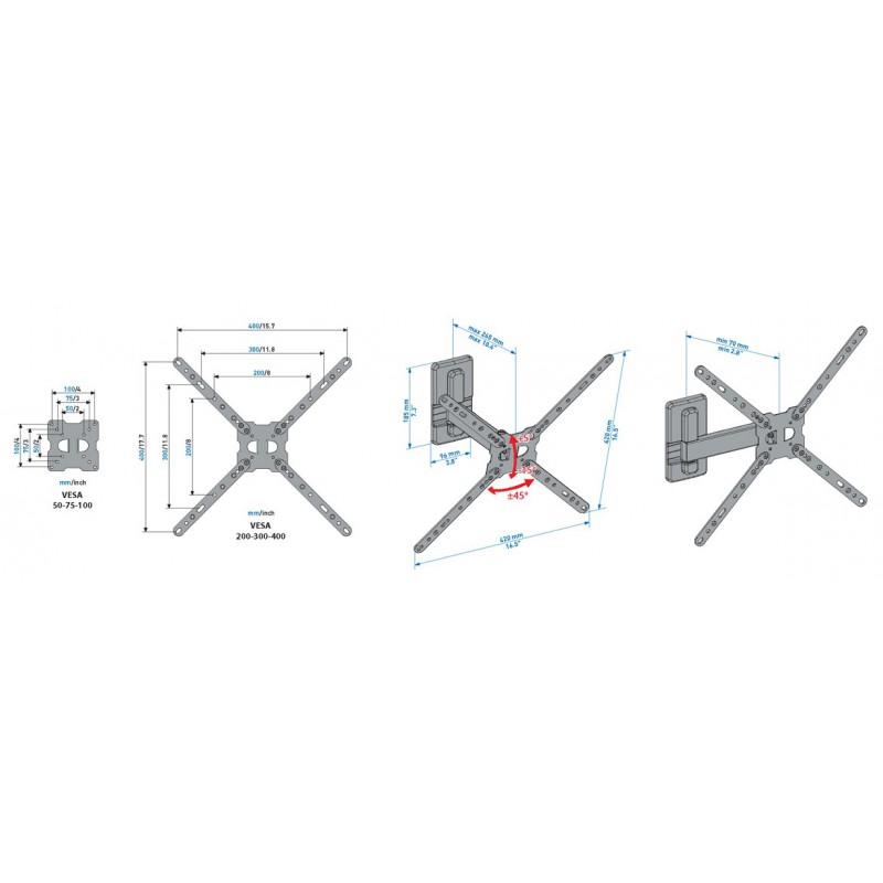 Support mural pour TV Meliconi CME ER400 14"-50"