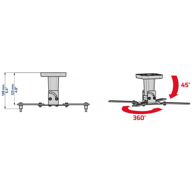 Support de plafond pour vidéoprojecteur Meliconi PRO 100 / Blanc