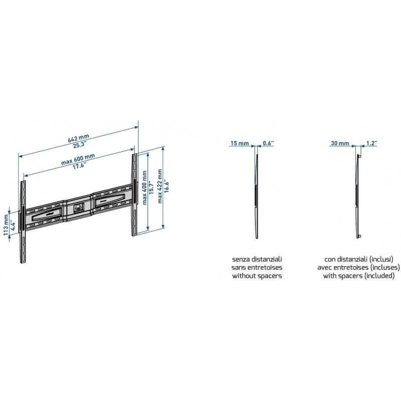 Support mural pour TV Meliconi Slimstile S600 50"-80"