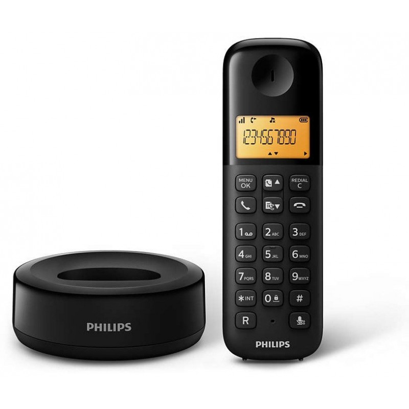 Téléphone Fixe Sans fil Philips D1301B/FR / Noir