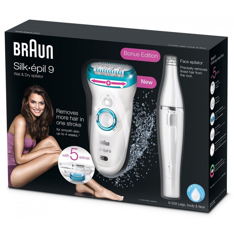 Épilateur Braun Silk-épil 9 9-558 Étanche Sans fil avec 5 accessoires